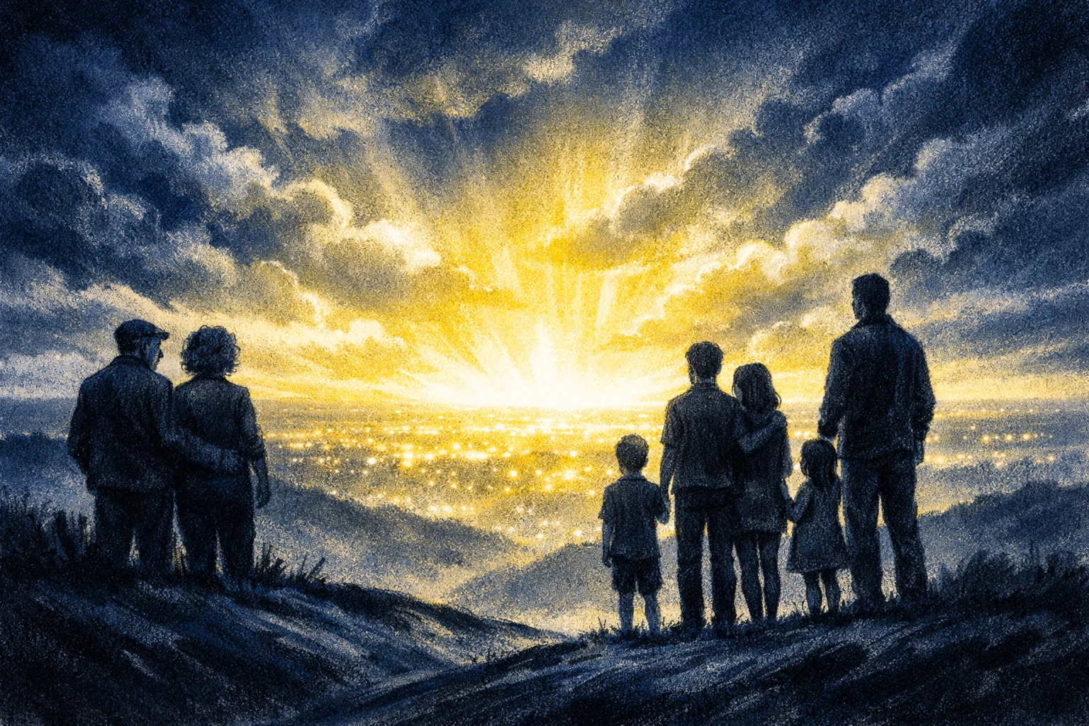 Diverse group looking toward the Memphis skyline, seeking a spiritual outpouring in the 901.