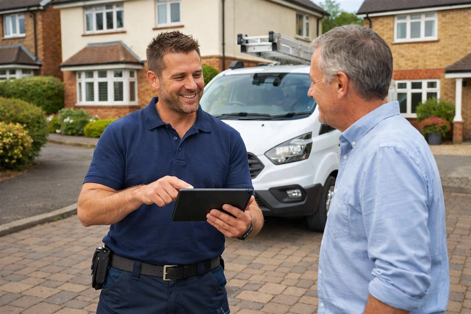 Professional security expert conducting a free home security survey and CCTV consultation in Wiltshire.