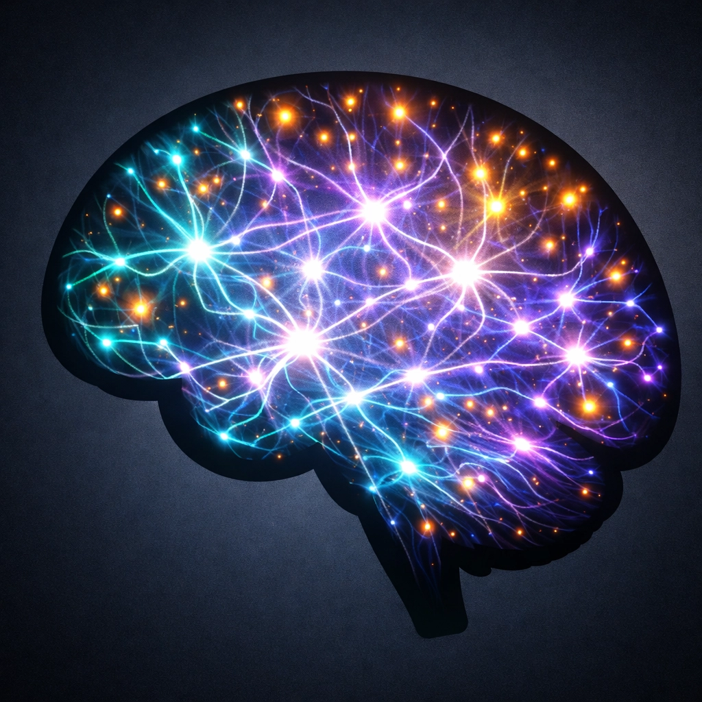 Brain silhouette with glowing pathways representing improved neuroplasticity and cognitive clarity after quitting alcohol.