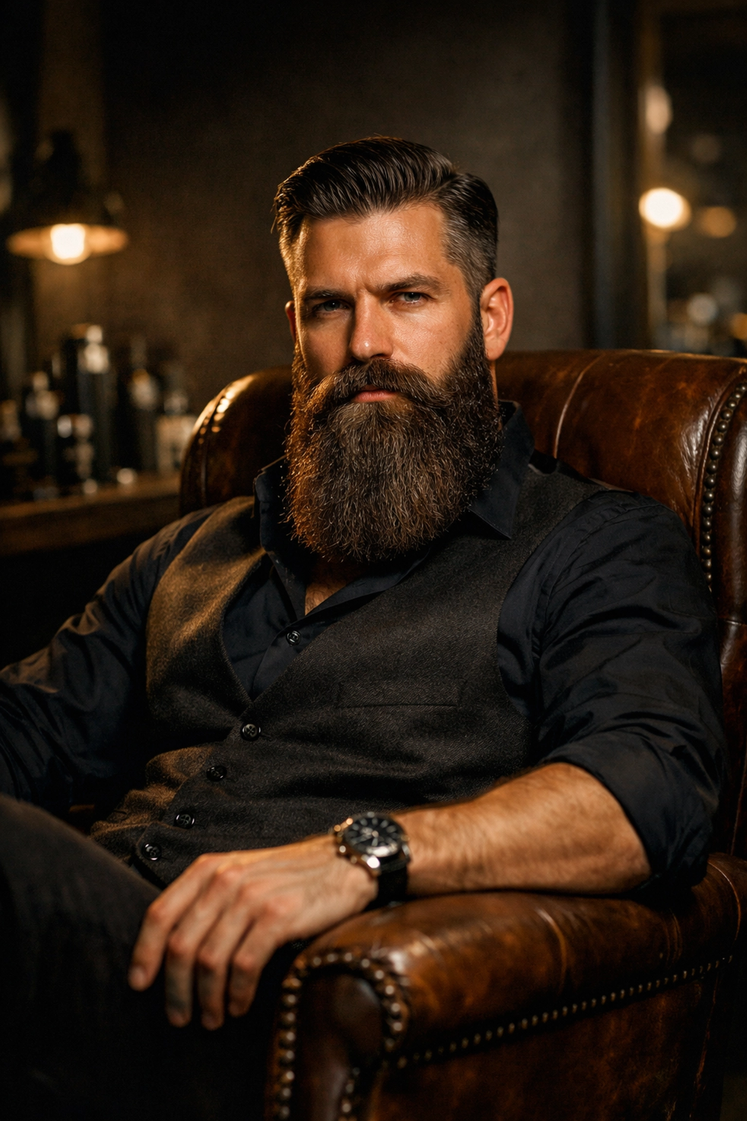 Man with a long, dense beard showcasing the results of using best-selling beard styling wax.