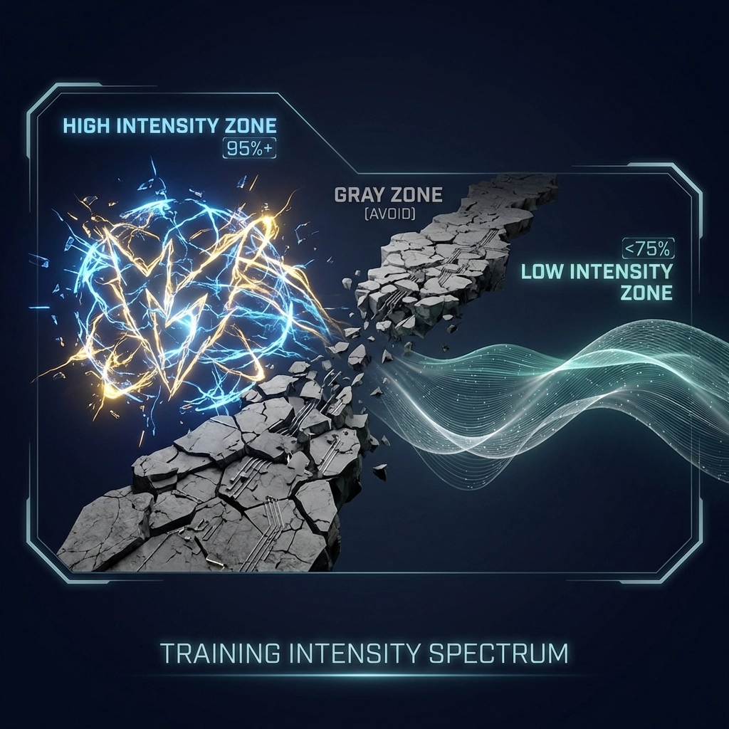 Visual representation of the 95/75 Rule showing separated high- and low-intensity training zones for elite football performance