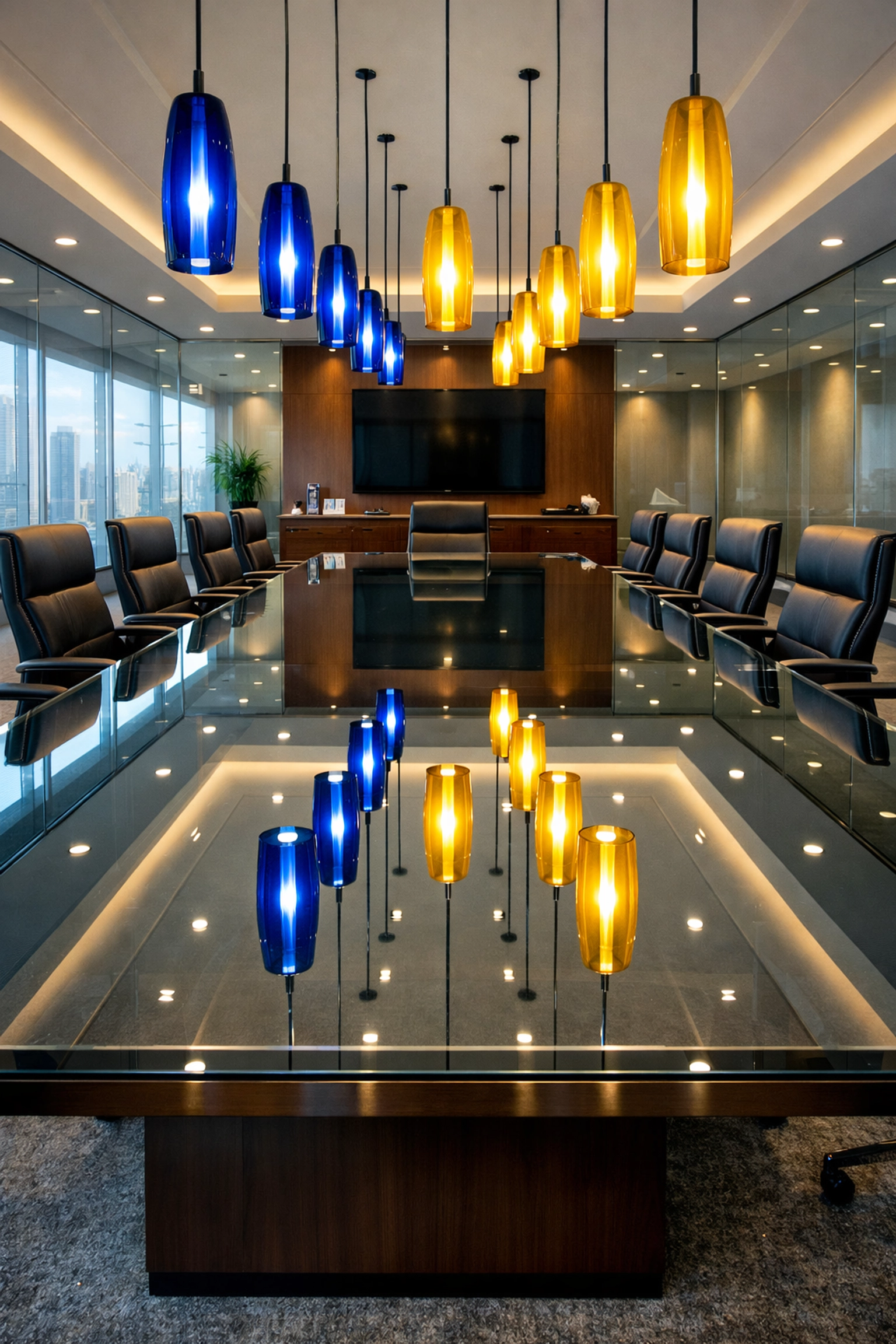 A spotless corporate boardroom in Belmont, MA, featuring a gleaming glass conference table and clear glass walls.