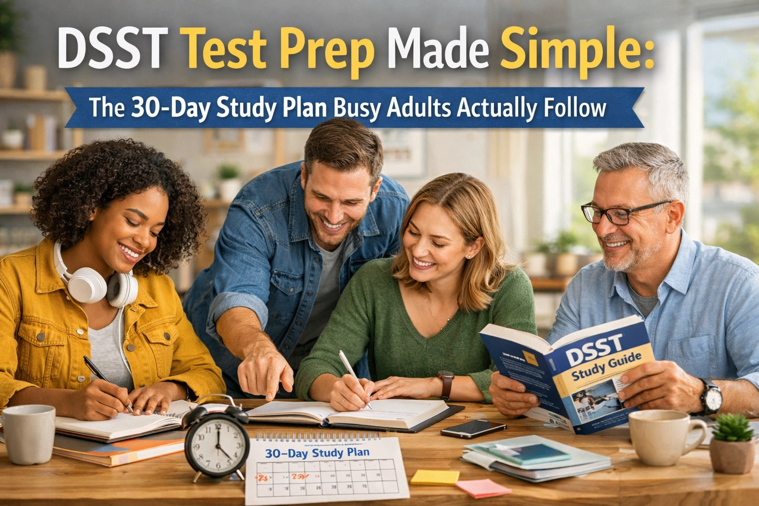 [HERO] DSST Test Prep Made Simple: The 30-Day Study Plan Busy Adults Actually Follow (1x1, center safe zone)