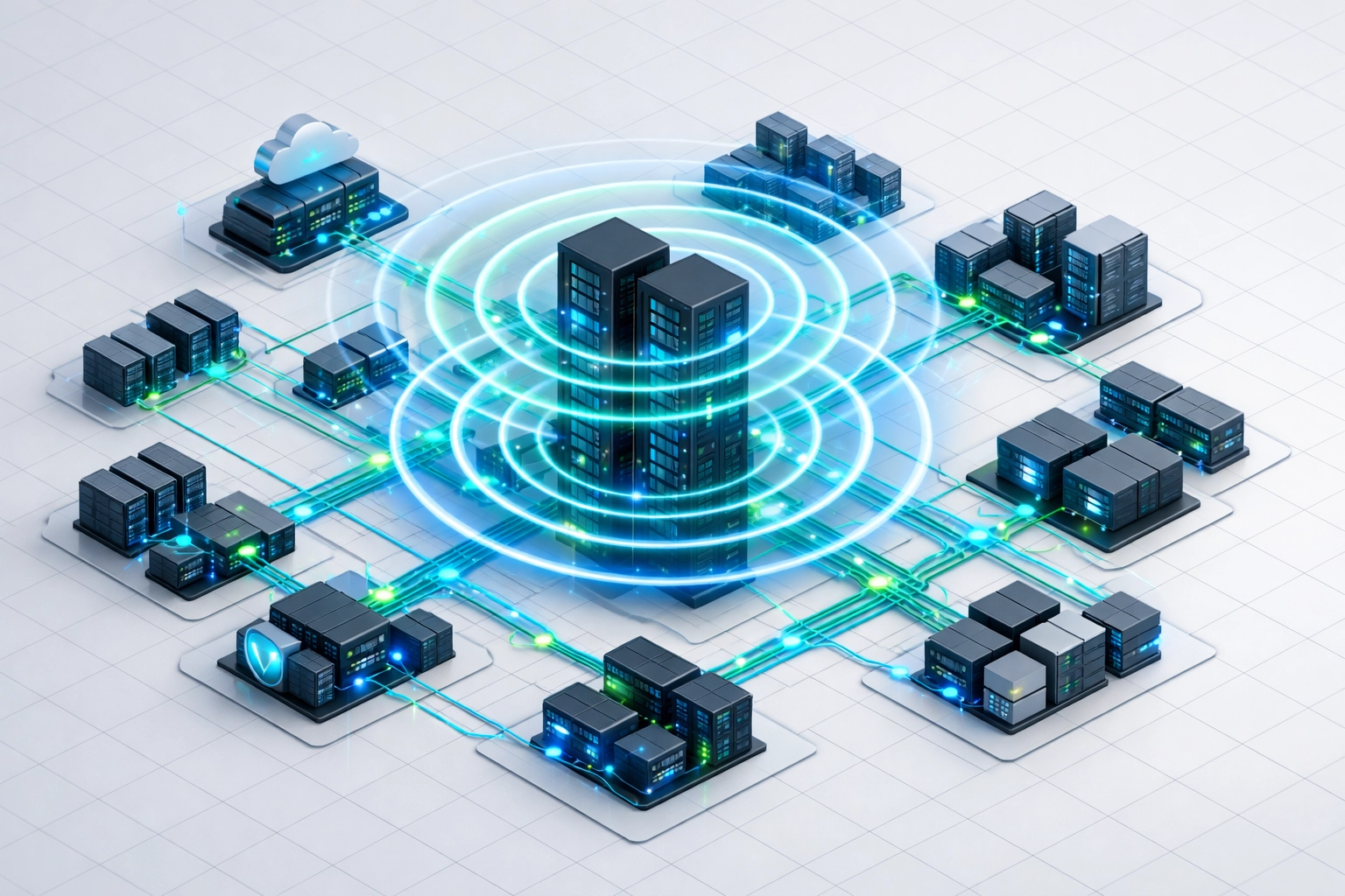 ServiceNow ITOM Discovery automated infrastructure mapping with connected servers and network nodes