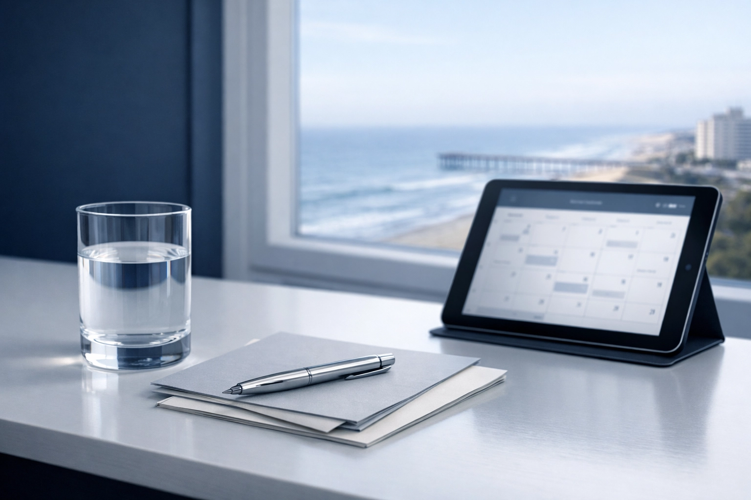 Professional workspace showing a visitation calendar for organized Virginia Beach child custody planning.