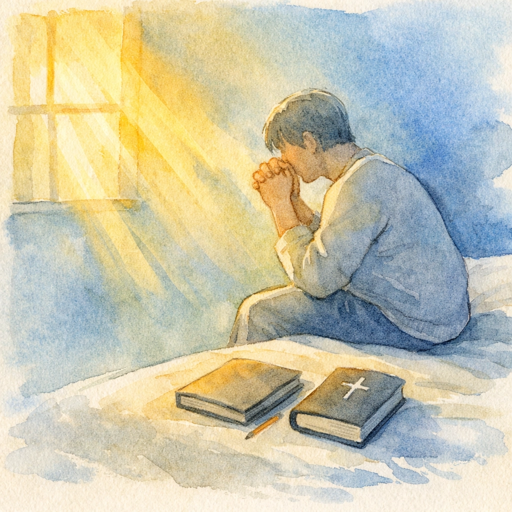 Morning prayer and Bible reading routine showing daily faith practice and devotion