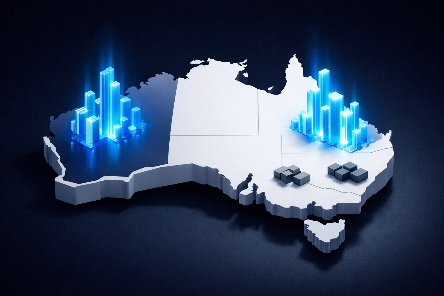 Map of Australia showing high property growth in Perth and Brisbane compared to Sydney and Melbourne.