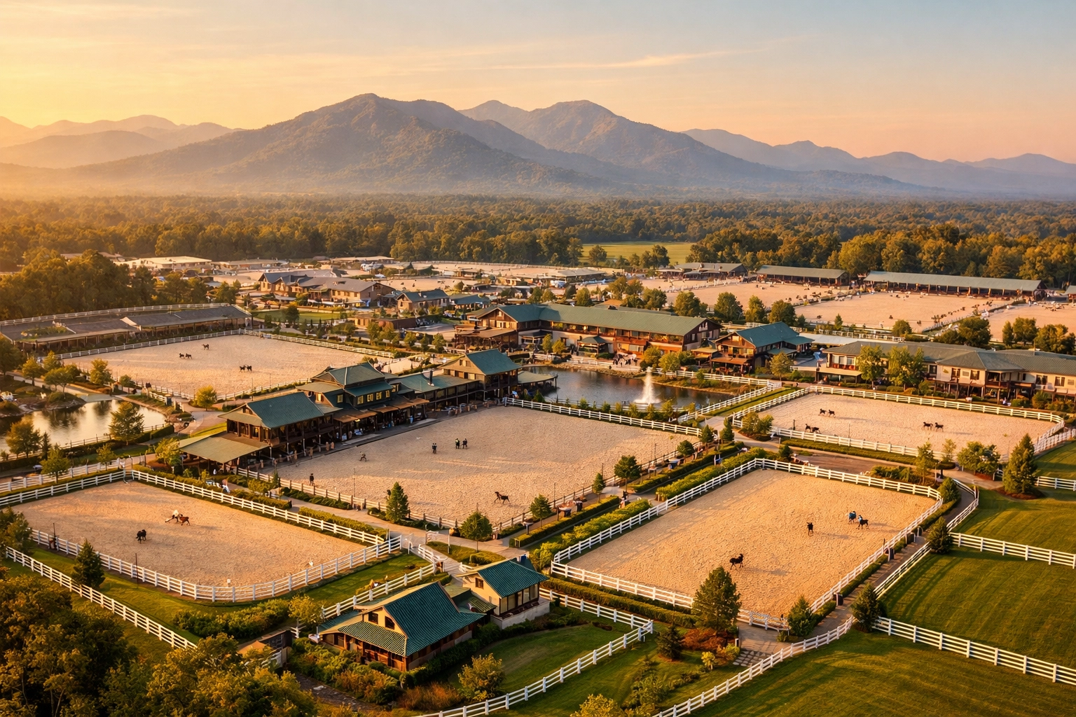Tryon International Equestrian Center aerial view showing arenas and facilities in North Carolina