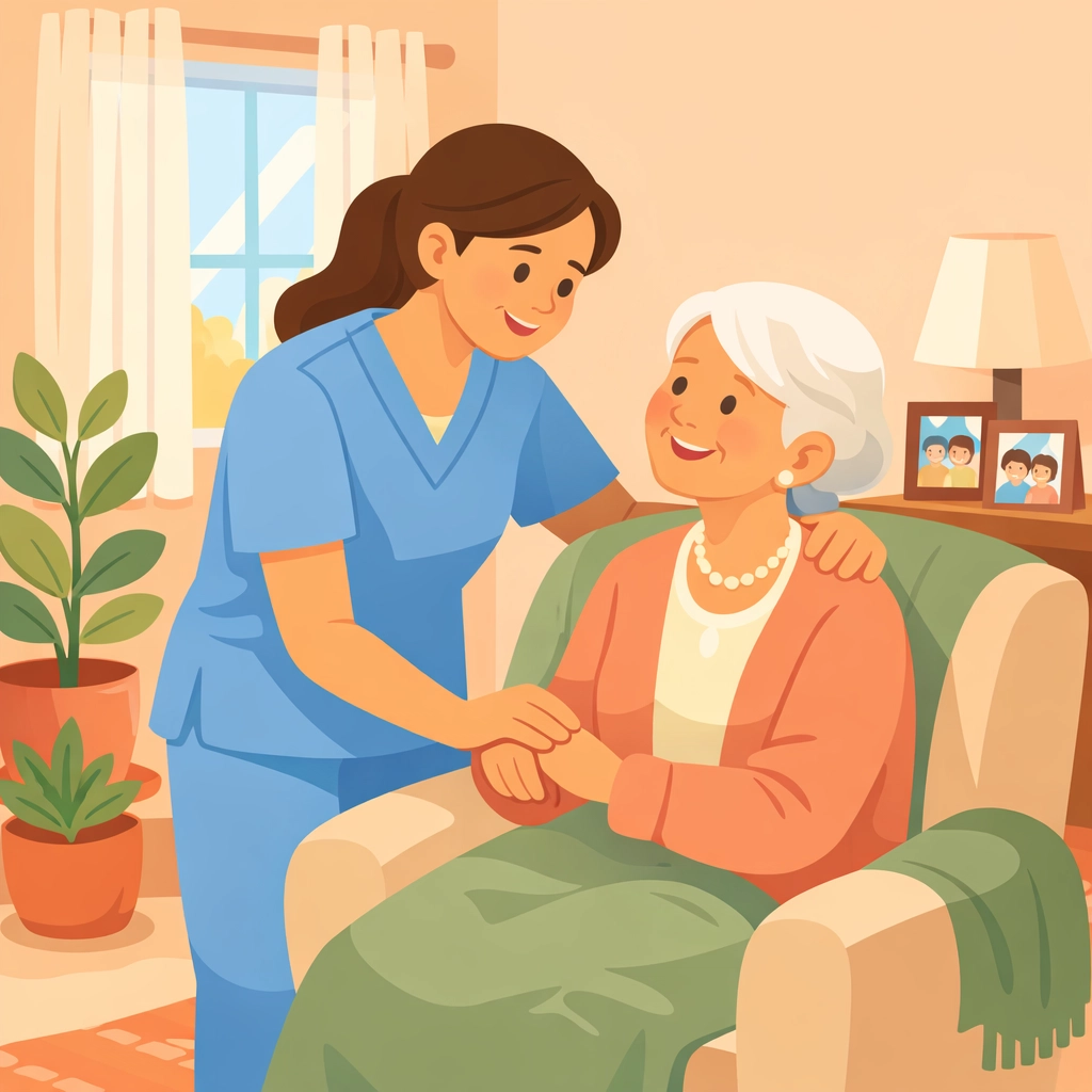 Professional nurse providing in-home senior care in Georgia