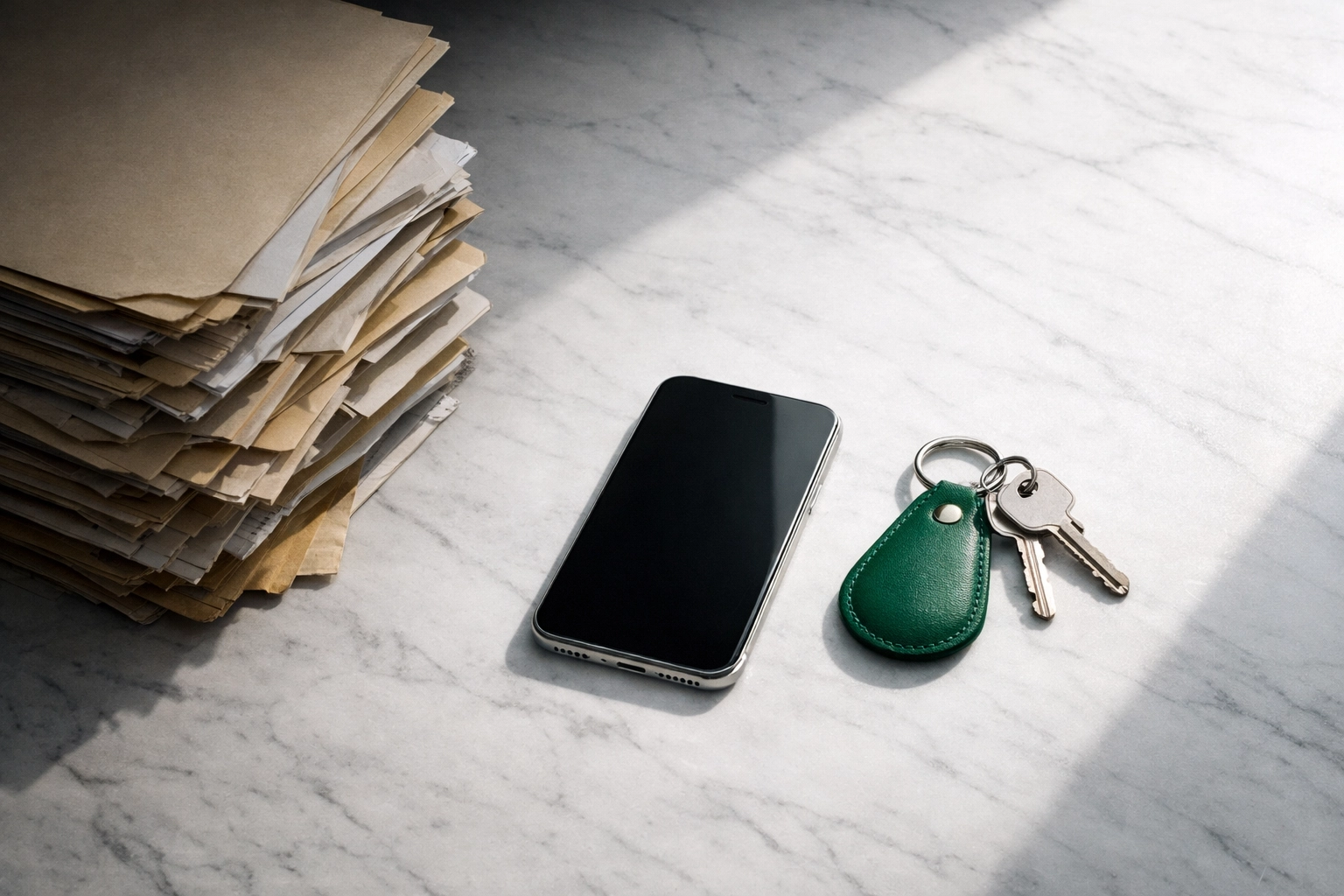 House keys and smartphone on a desk showing the speed of hard money loans over slow conventional rehab paperwork.