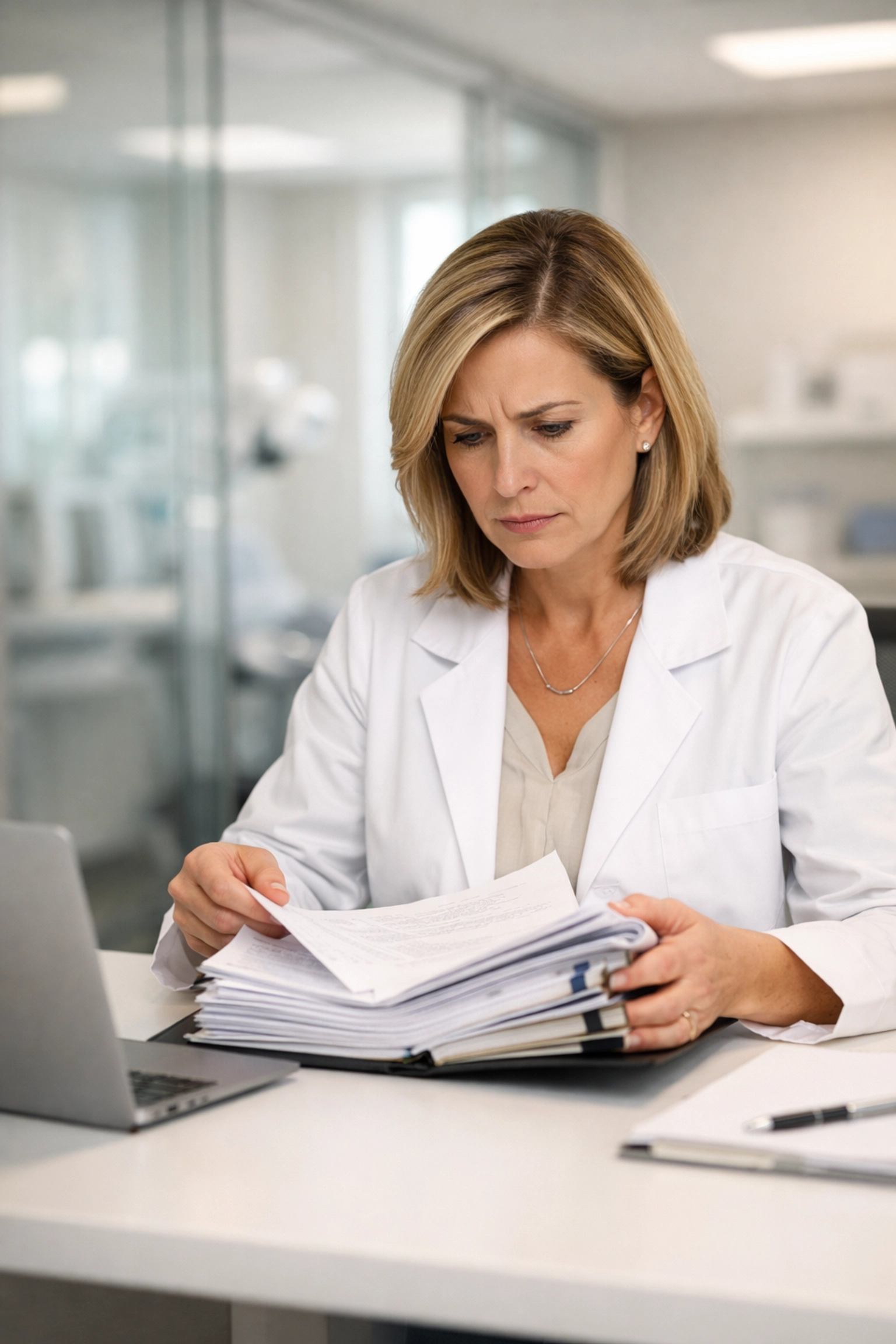 Medical clinic director reviewing documentation to prepare for 2026 CMS audits and avoid recoupment risks.