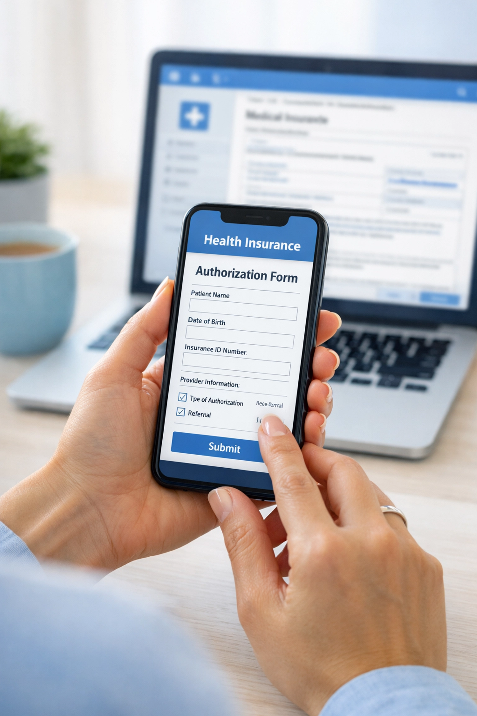 Patient reviewing health insurance authorization form for weight loss medication