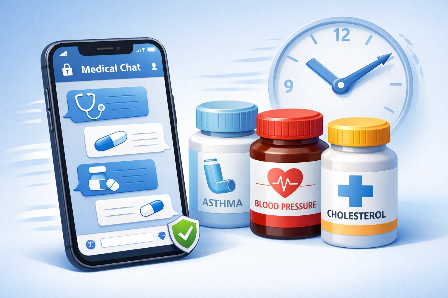 Online prescription refill via smartphone for asthma, blood pressure, and cholesterol medications