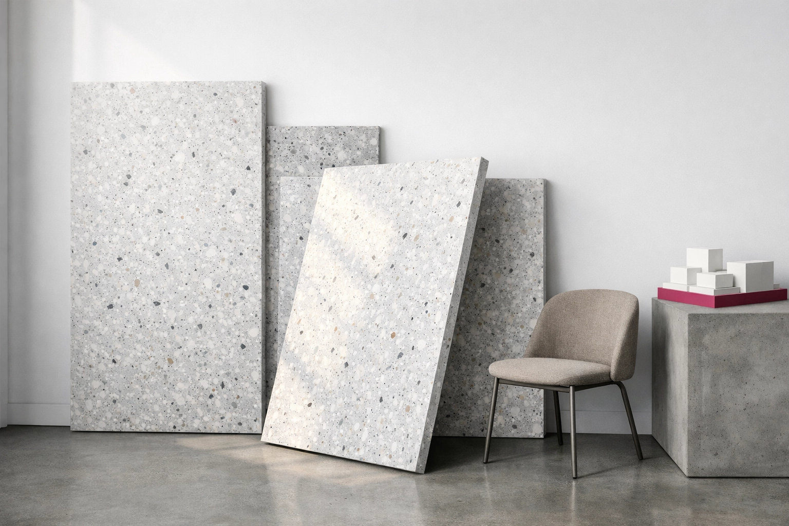 Premium terrazzo recycled plastic panels for sustainable fitouts and circular construction 2026 projects.