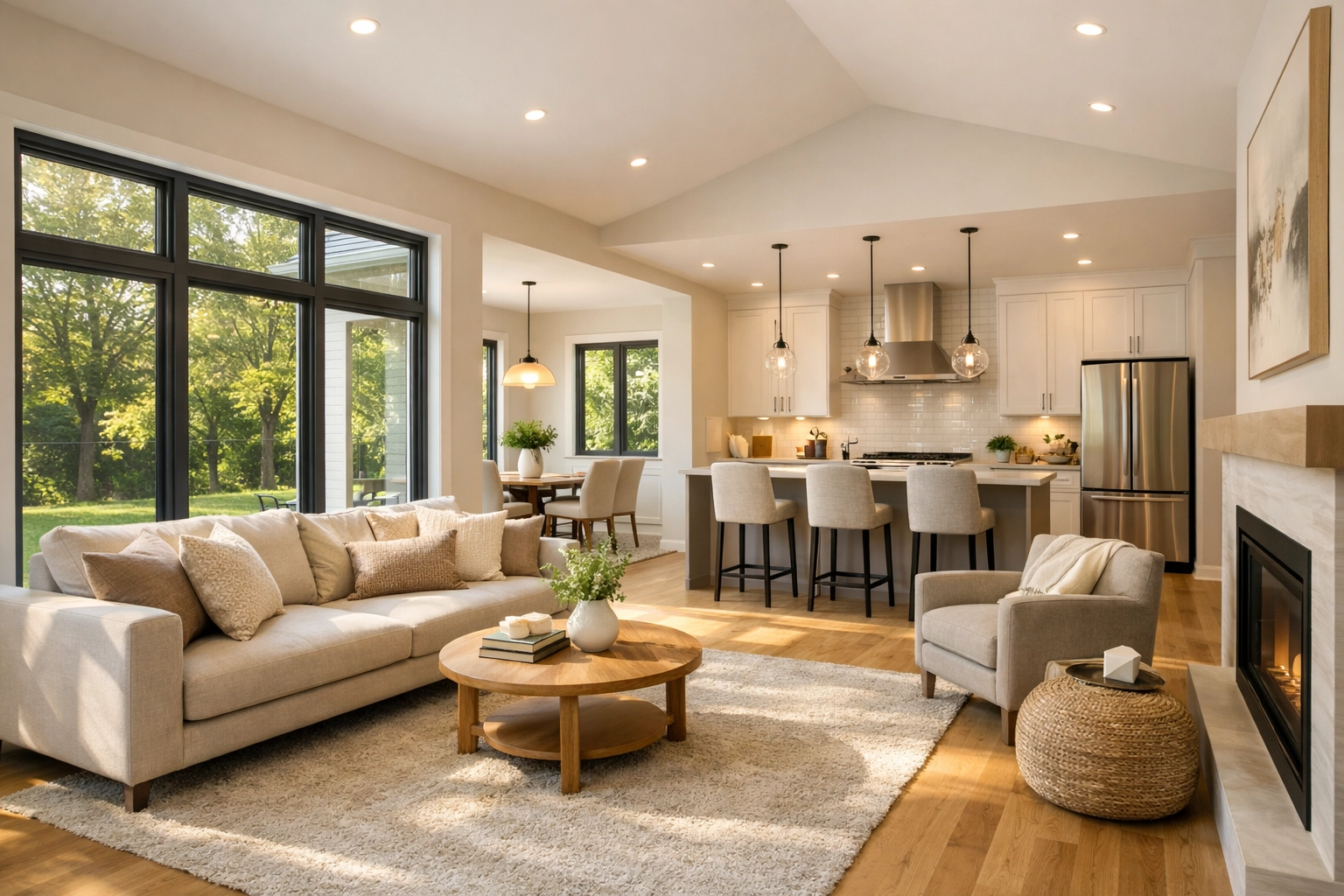 Светлая современная гостиная в доме в Ньюмаркете. Услуги Russian speaking realtor Newmarket для иммигрантов.