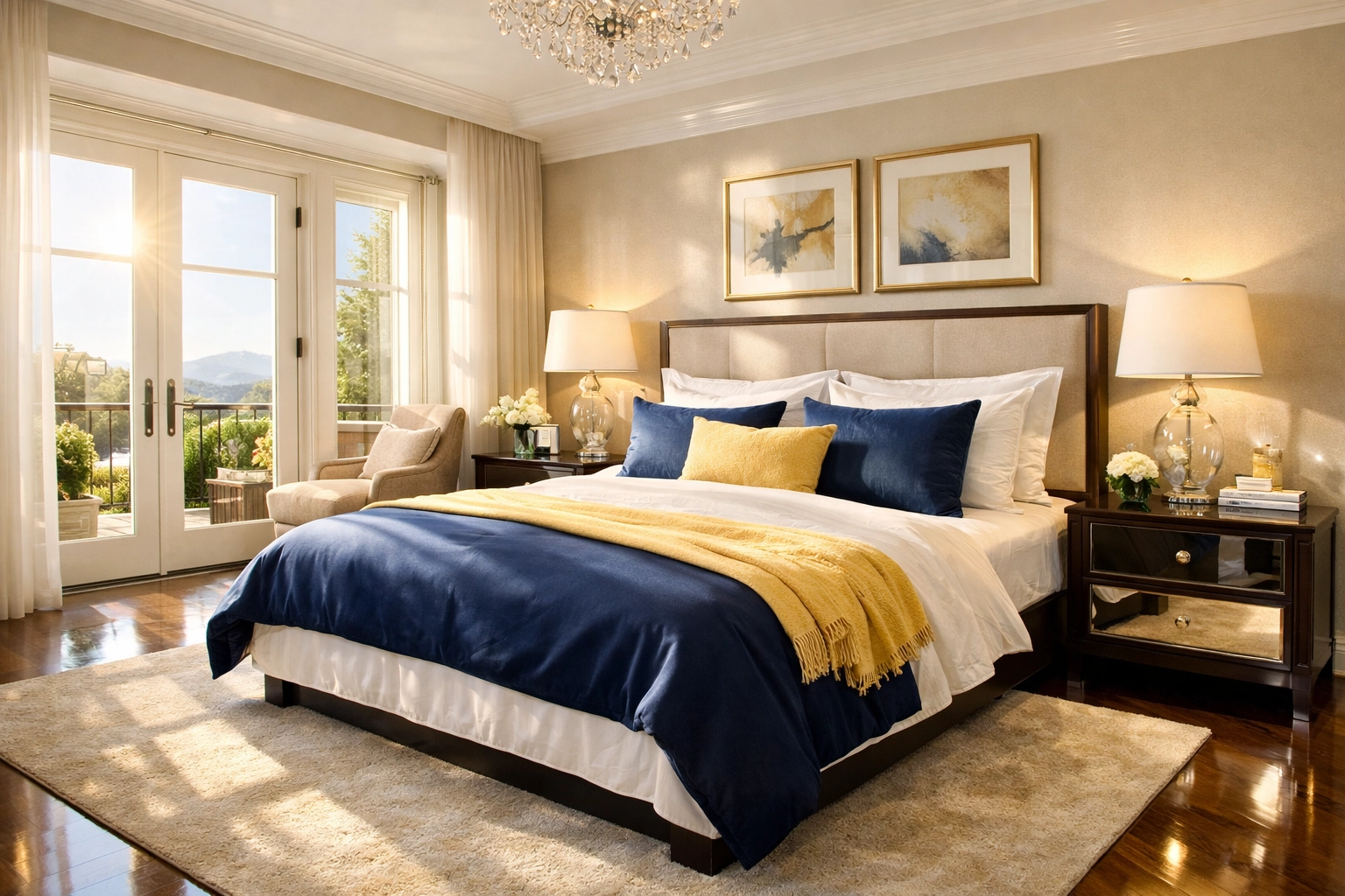 Pristine luxury bedroom showcasing the stress-free results of a professional deep cleaning in Southborough.