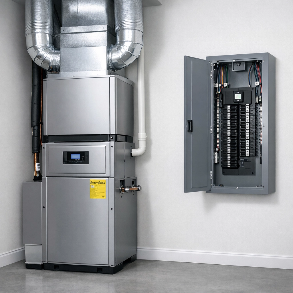 High-efficiency HVAC system and updated electrical panel for energy savings when downsizing to an older bungalow.