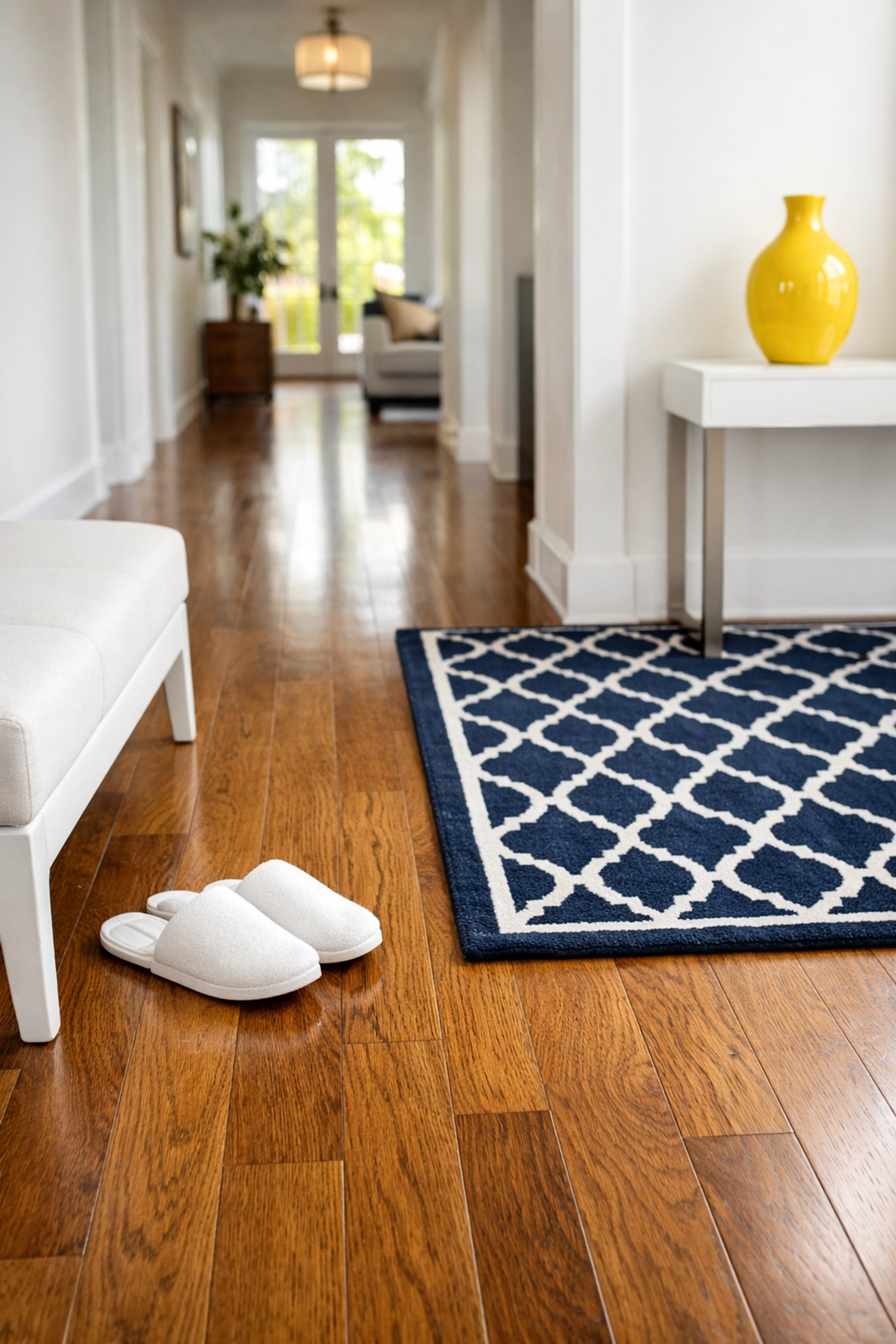 Clean oak hardwood floors in a Leominster entryway, highlighting residential cleaning Leominster MA maintenance.