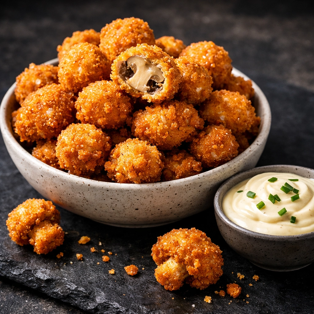 Matty Matheson's crispy popcorn mushrooms recipe with dipping sauce - addictive appetizer