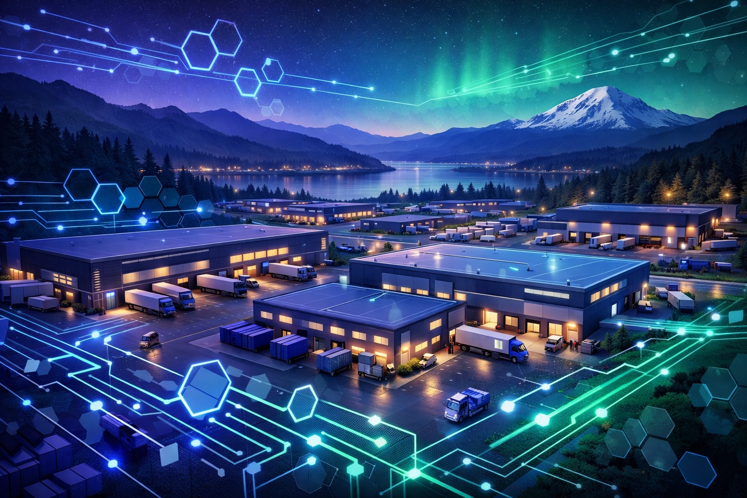 Modern logistics warehouses and distribution hubs across the North West supporting new Class 1 driver jobs.