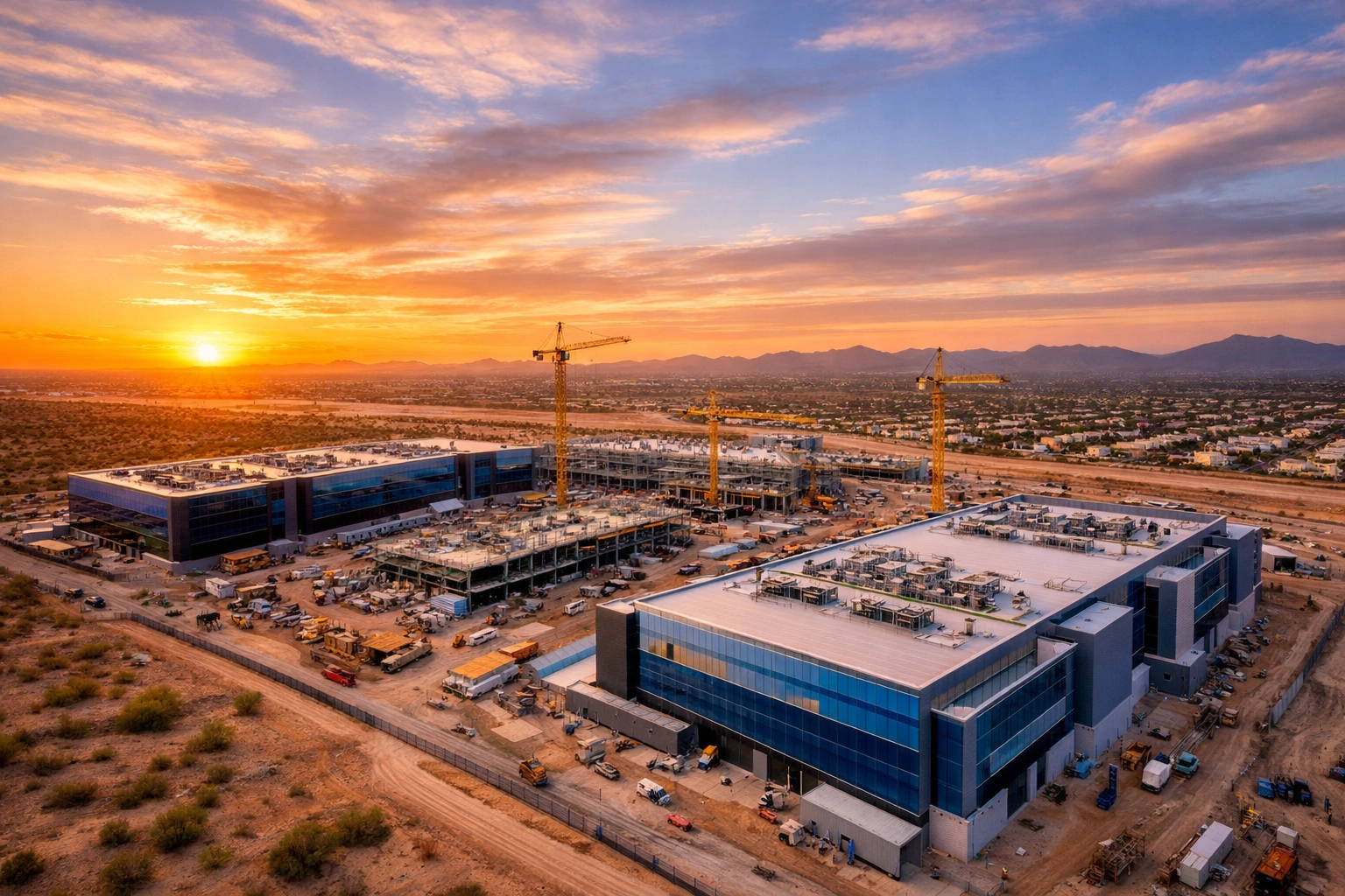 Microsoft data center construction in El Mirage Arizona with new residential developments