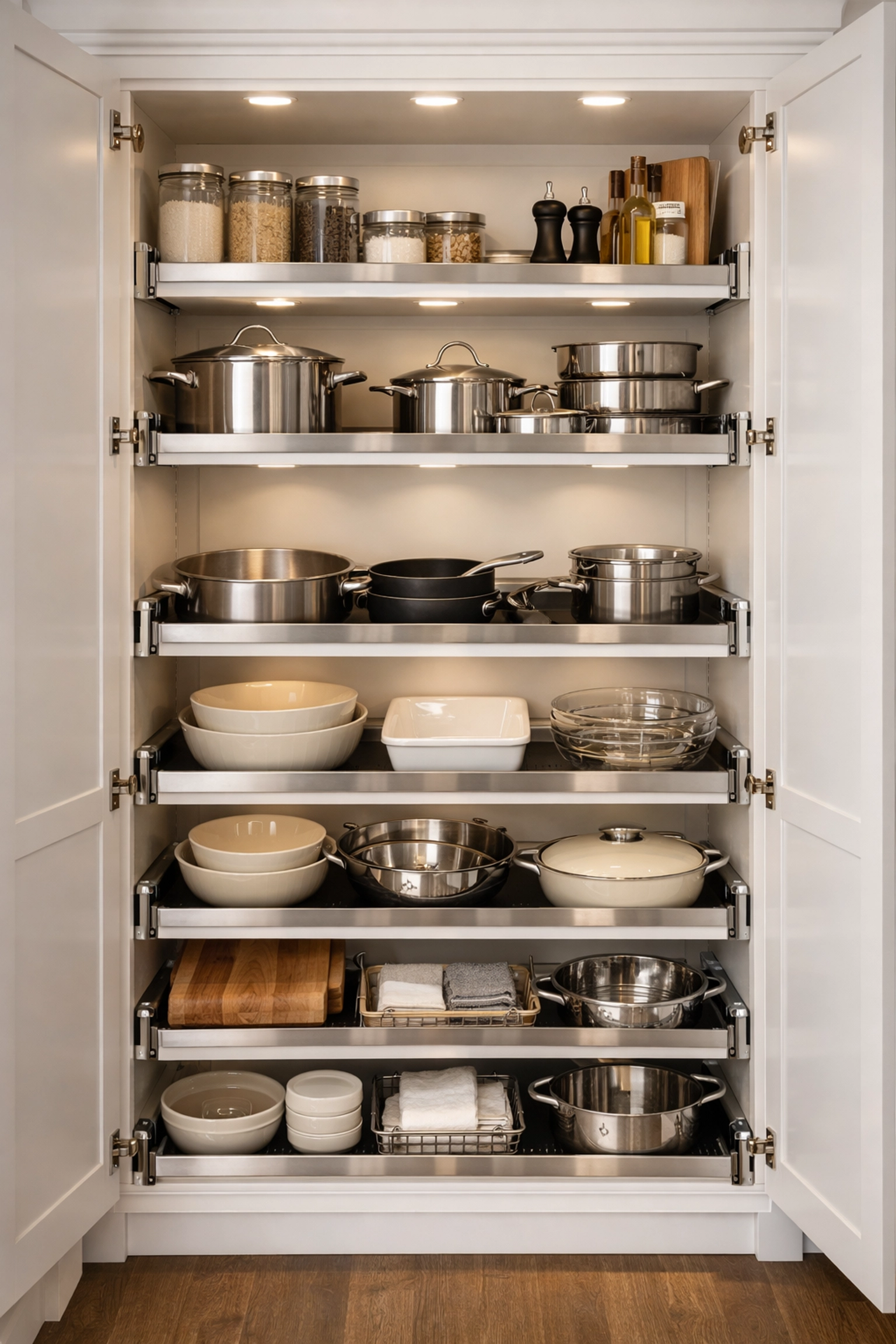 Custom pull-out cabinet storage solutions for Orlando kitchen renovation