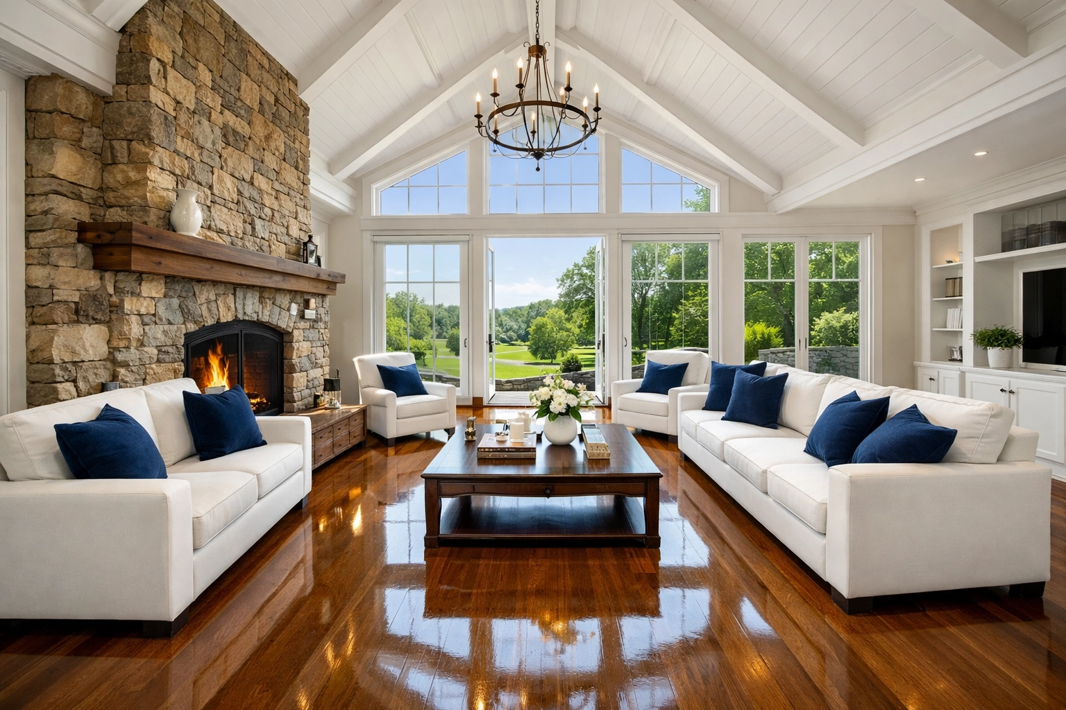Pristine living room in a Carlisle home showing the results of professional bi-weekly cleaning services.