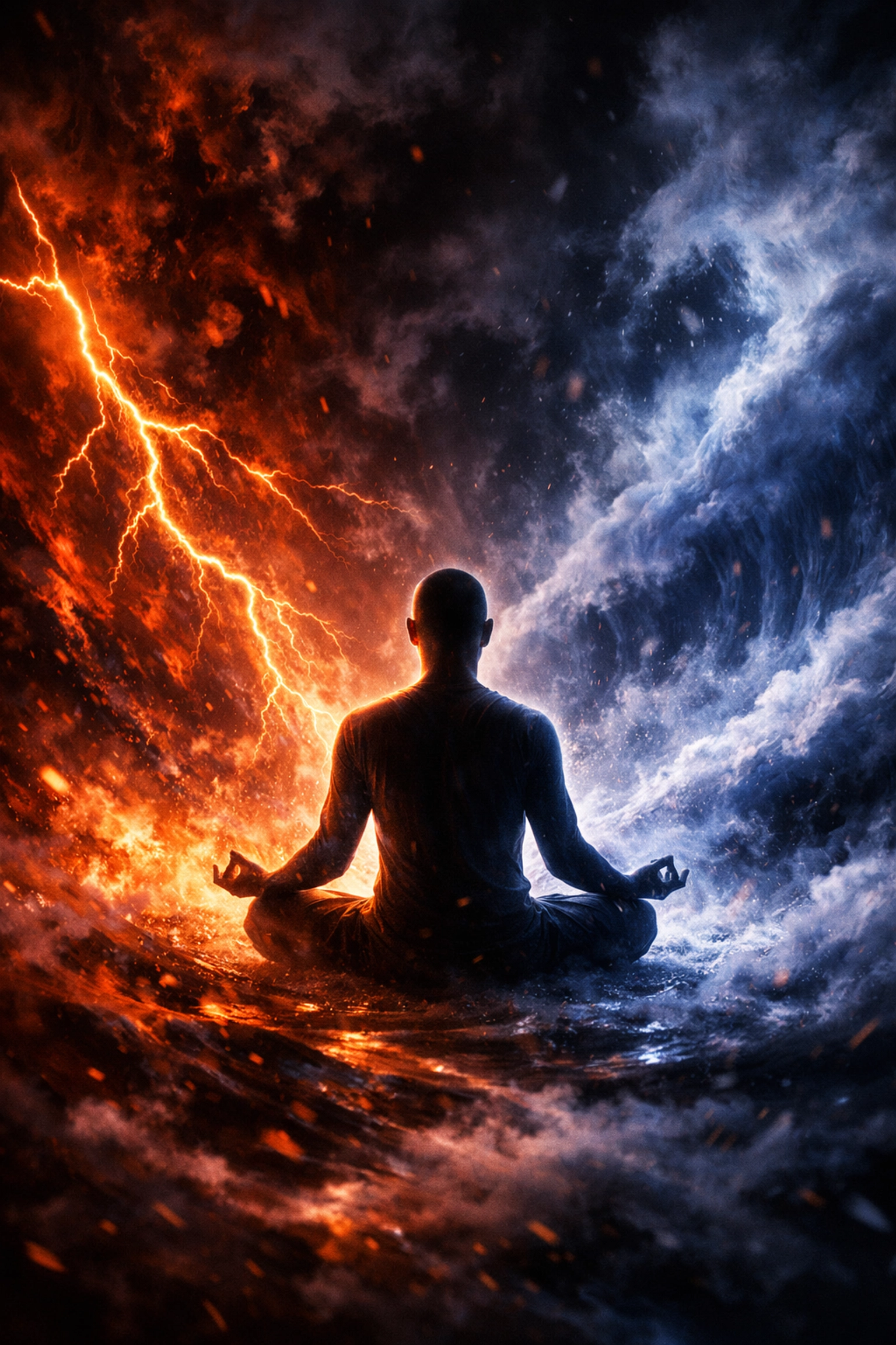 A calm person in a storm showing how to be a better parent through a regulated nervous system.