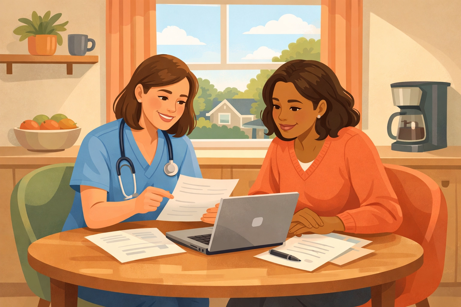 Nurse helping Georgia family with GAPP Medicaid application process