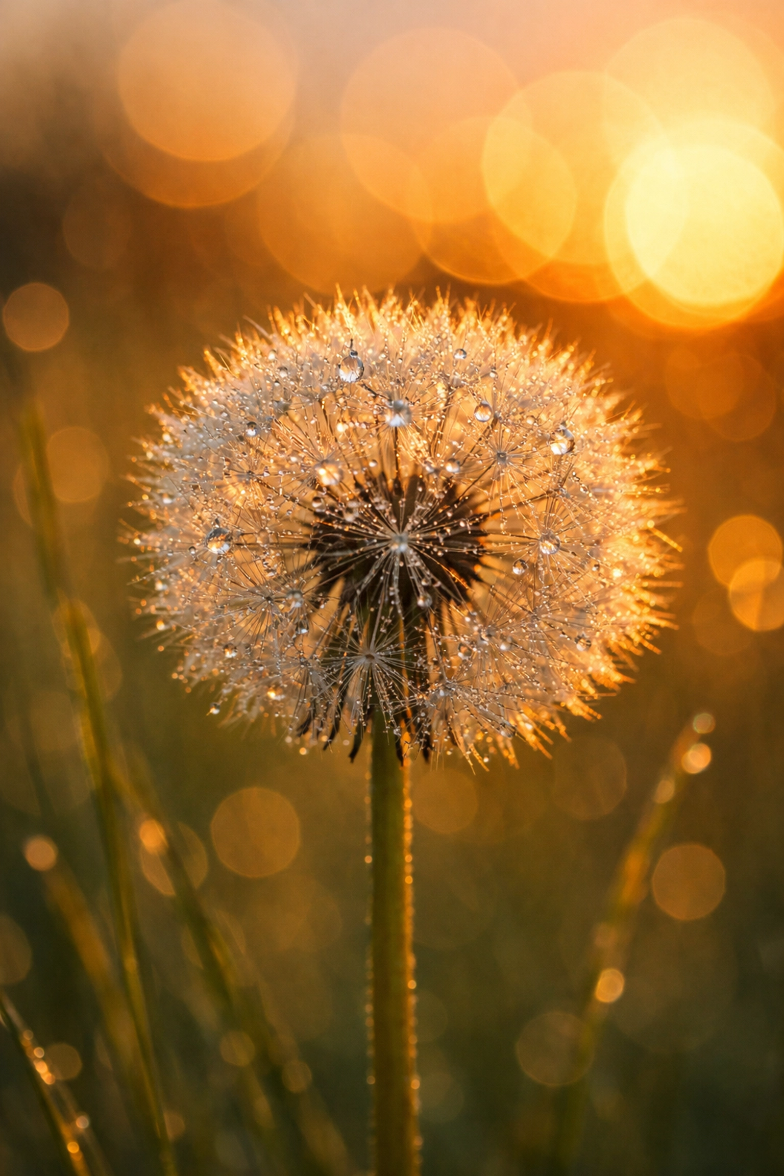 Macro photo of a dandelion with soft bokeh background showing shallow depth of field in manual mode.