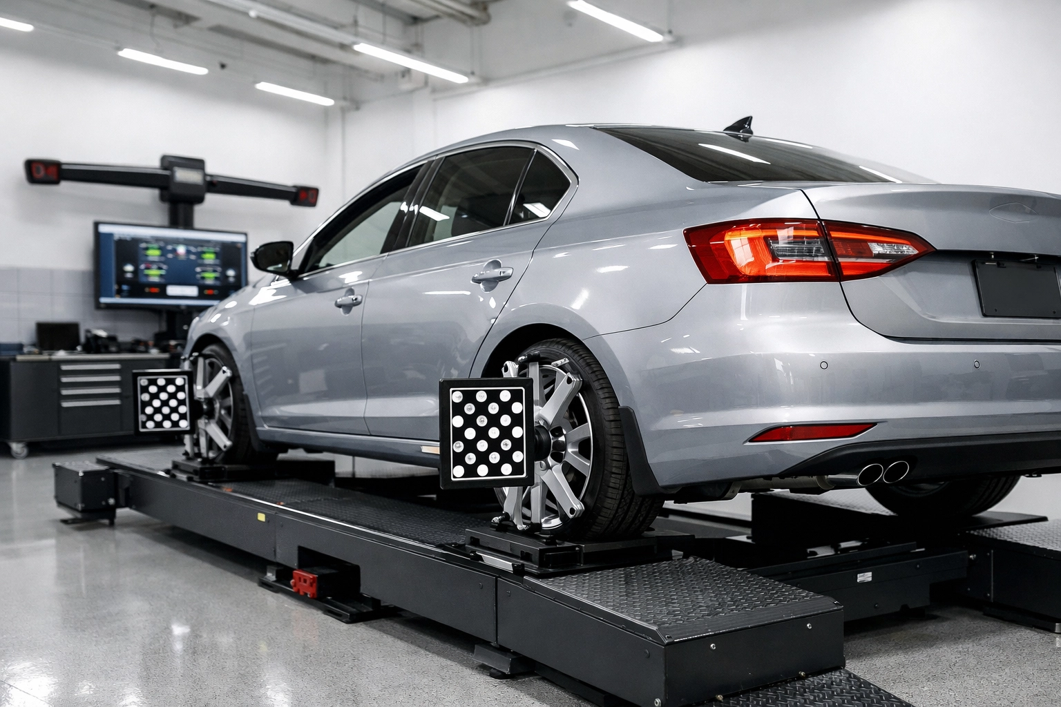 Professional wheel alignment service in Bonne Terre, MO using high-tech digital sensors and equipment.