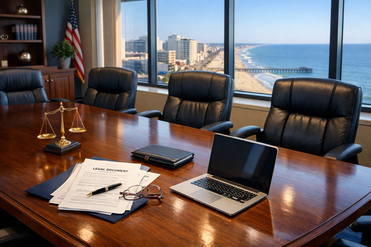 Virginia Beach law office conference room where divorce attorneys meet with clients