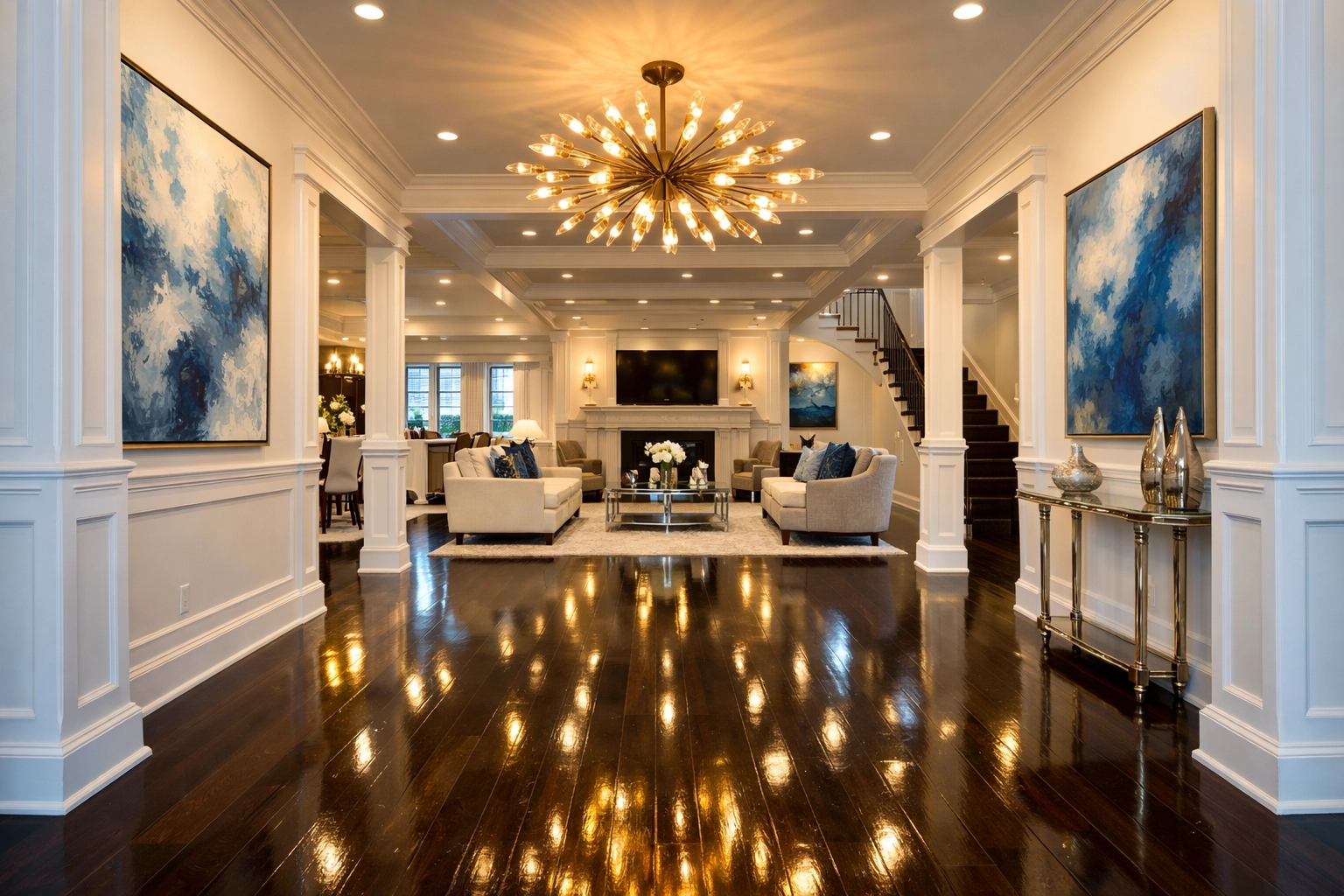 Spotless high-end entryway in Natick MA reflecting professional luxury house cleaning standards.