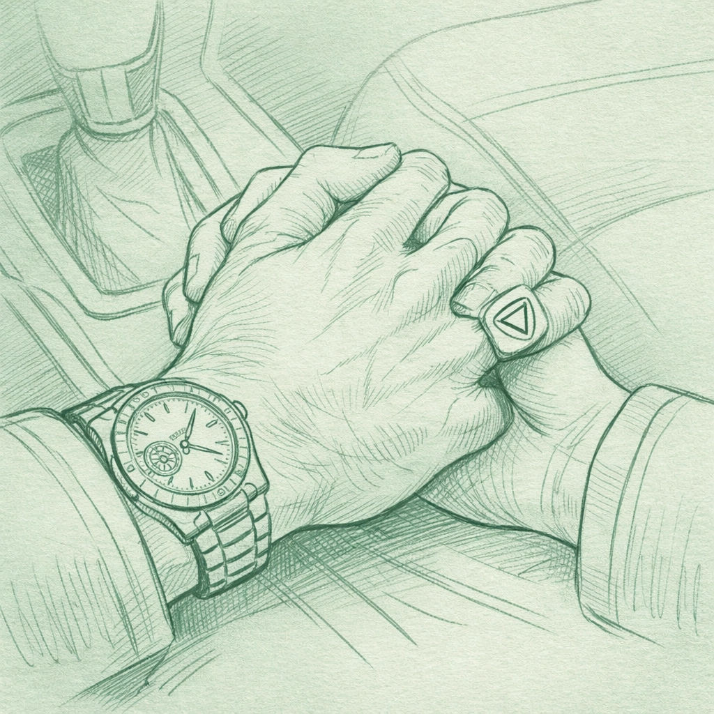 Close-up of two men's hands intertwined showing commitment in MM romance relationship