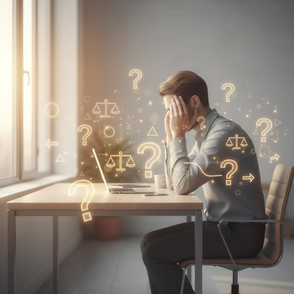 Ilustração de mente com excesso de informações em ambiente VUCA