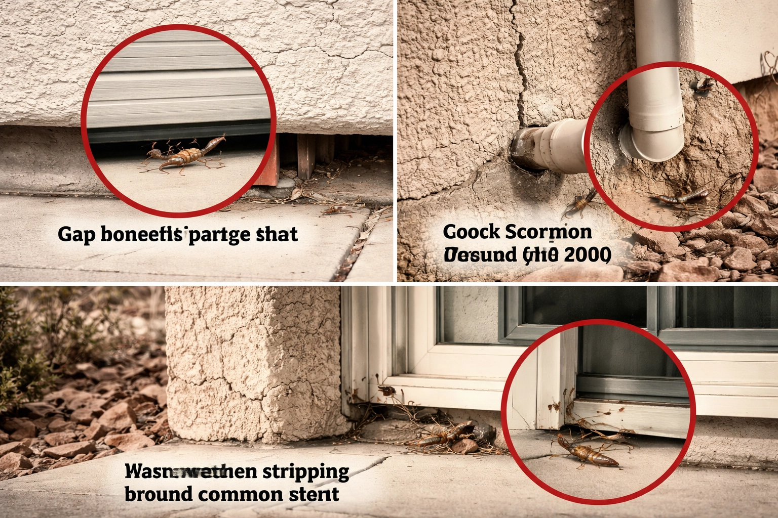 Exterior home foundation showing common scorpion entry points like gaps and cracks, crucial for exclusion in Coolidge AZ.
