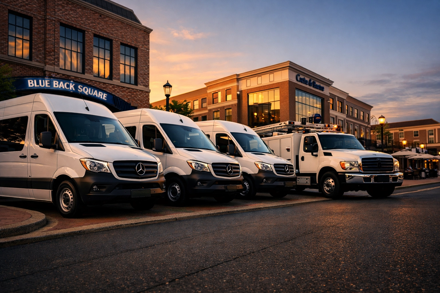 Professional commercial fleet vehicles parked in West Hartford CT for business insurance coverage.