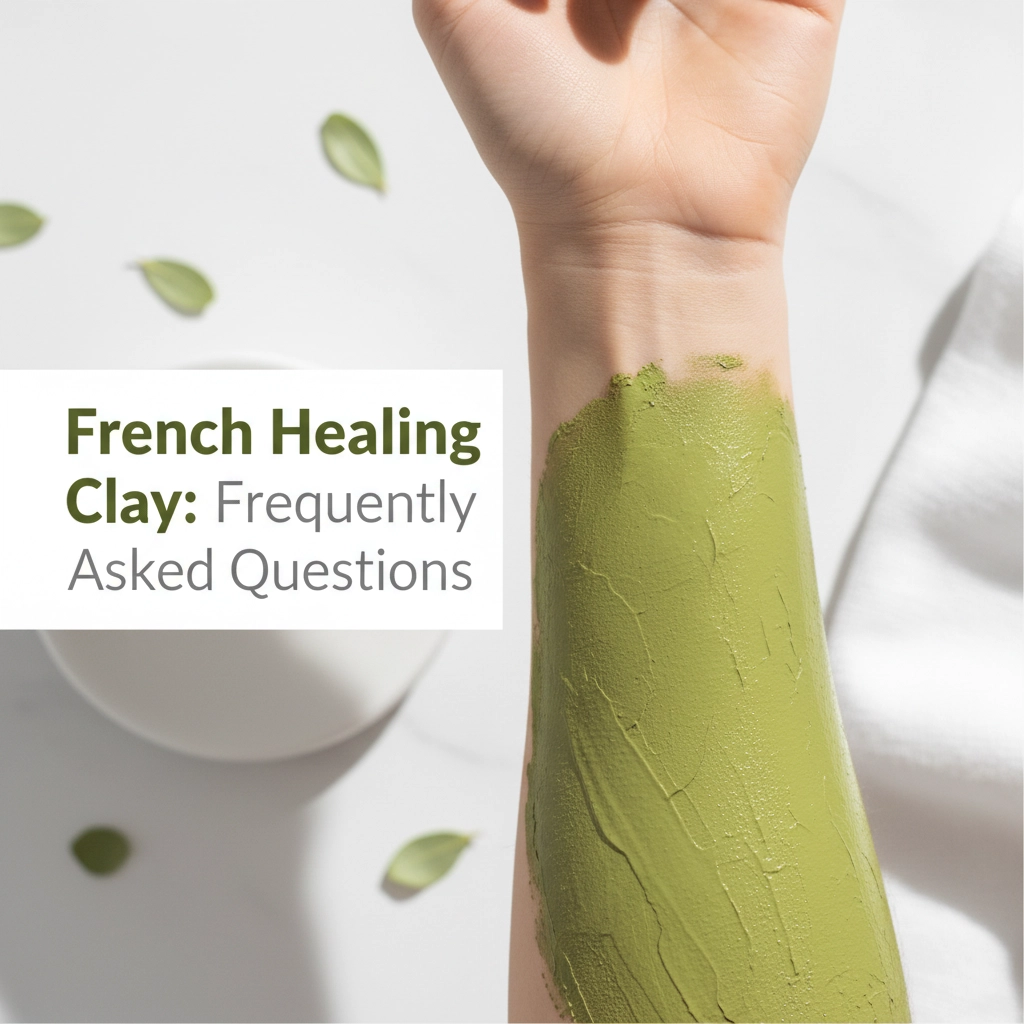 French healing clay mask application on woman's face showing natural skincare routine