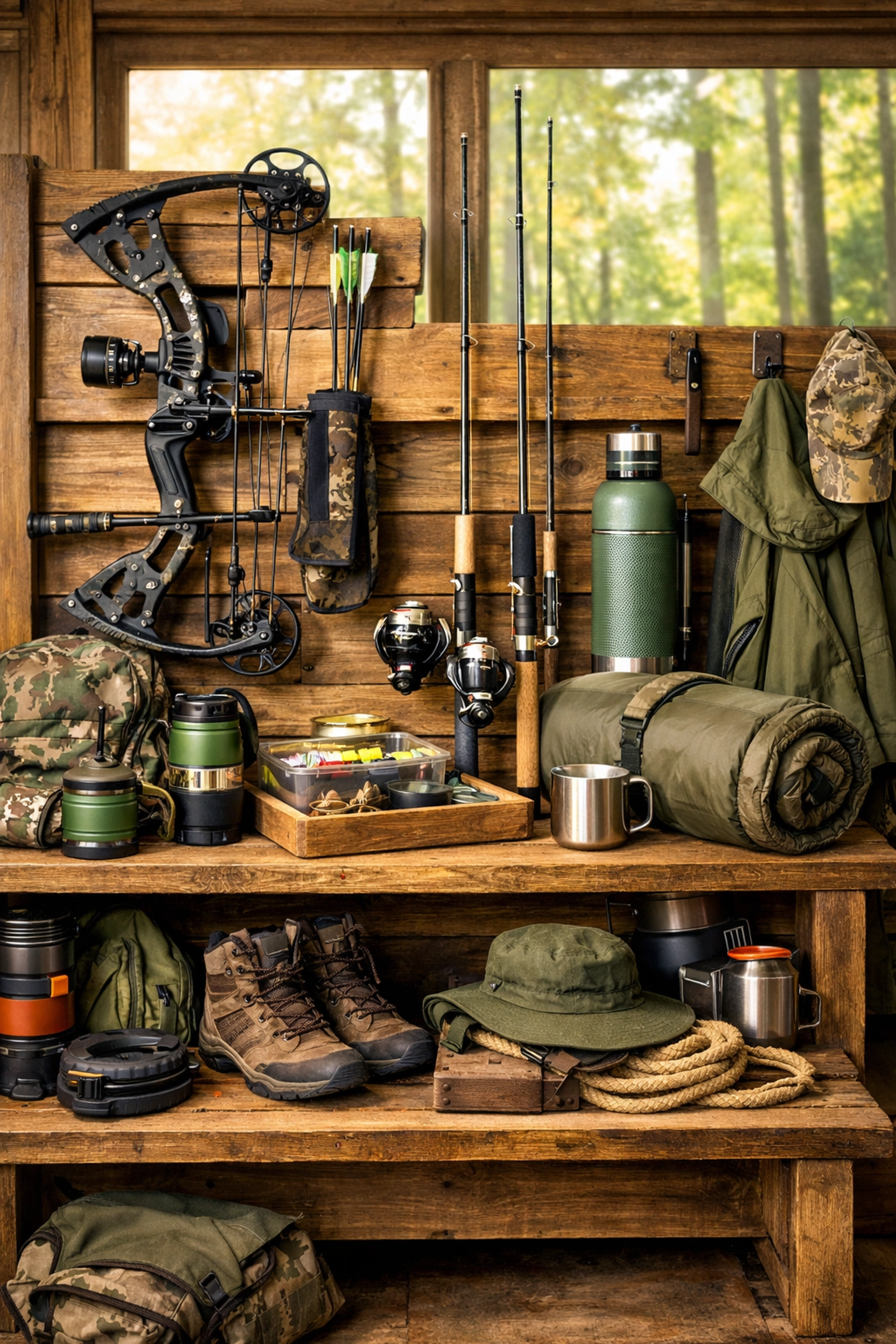 Hunting and fishing gear display at DSC Convention & Sporting Expo in Atlanta