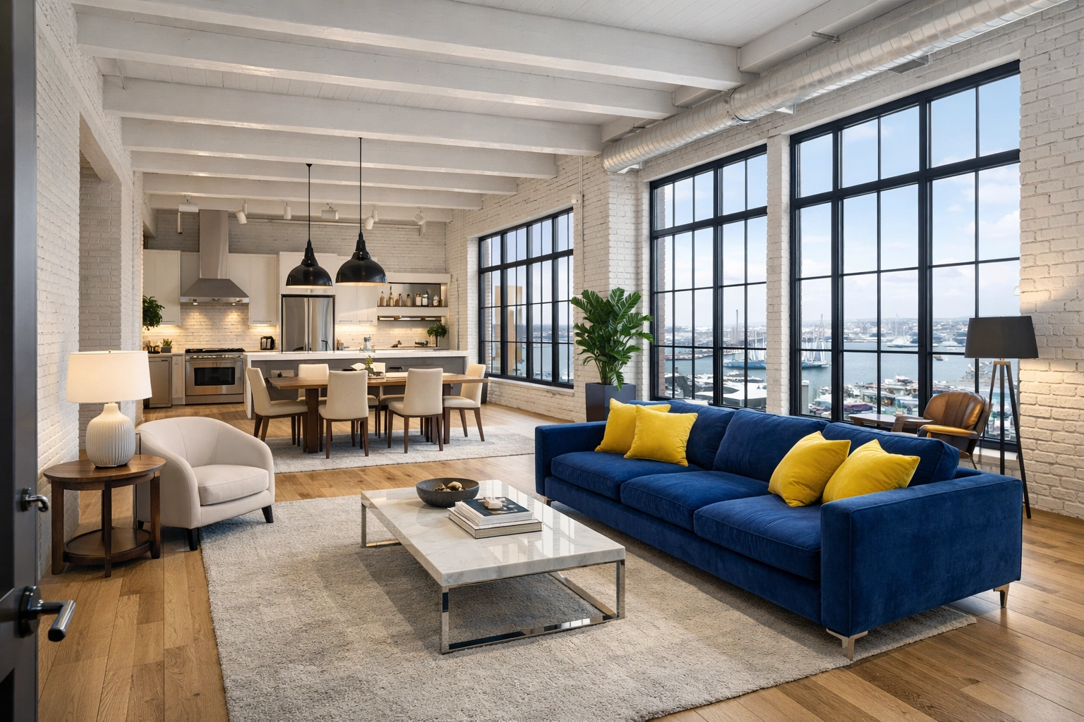 Spotless Seaport loft apartment ready for occupancy after a move-in cleaning service in Boston.