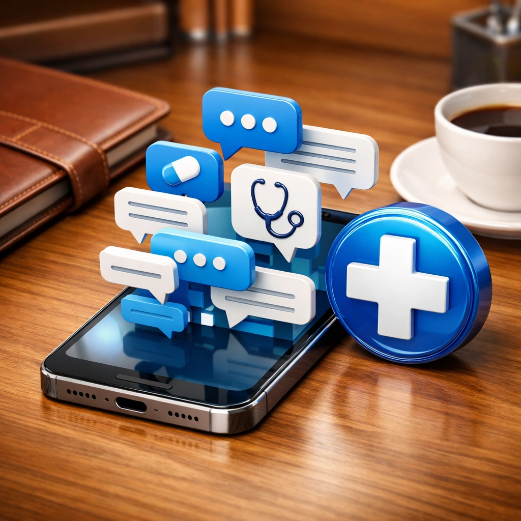 Secure medical messaging for online weight loss prescriptions and pharmacy pick-up coordination.