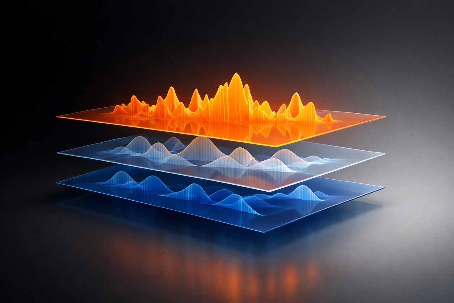 Vocal frequency layer sitting above instrumental frequencies in a mixed track