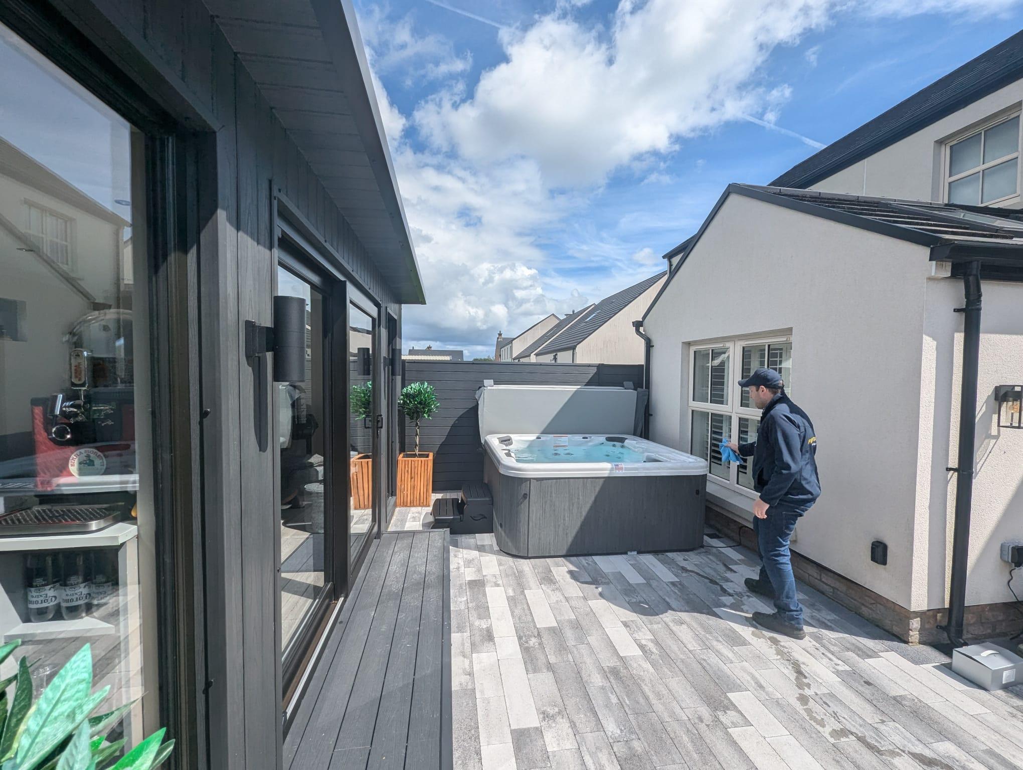 Technician completing installation