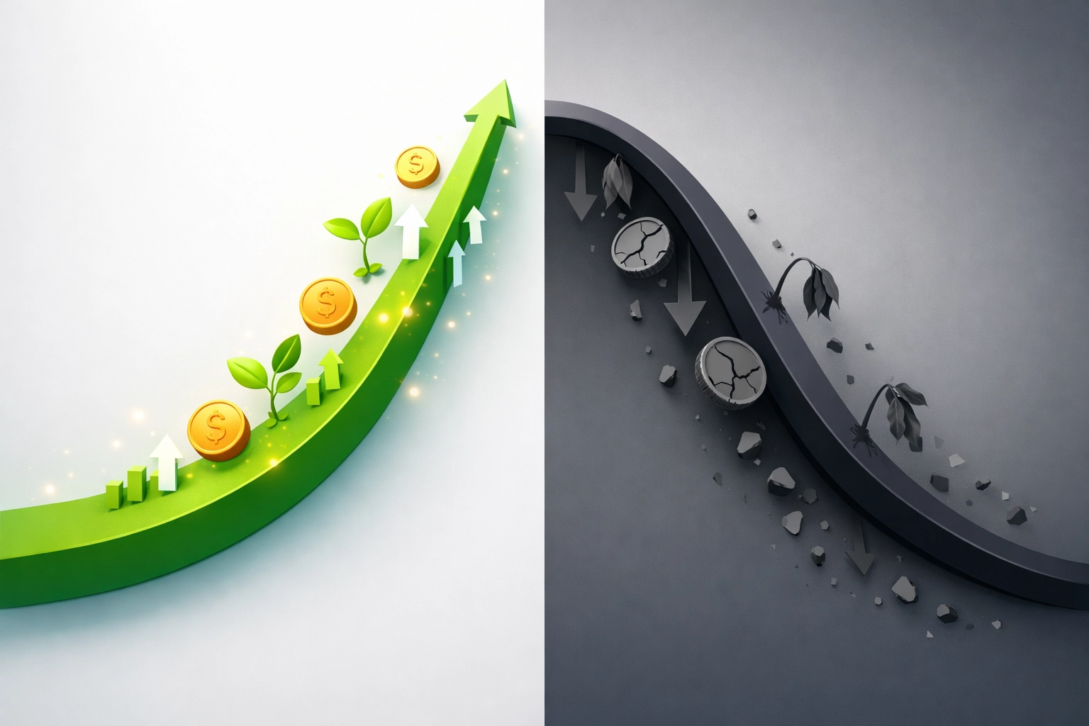 Exponential growth and decay curves illustrating SAT algebra concepts