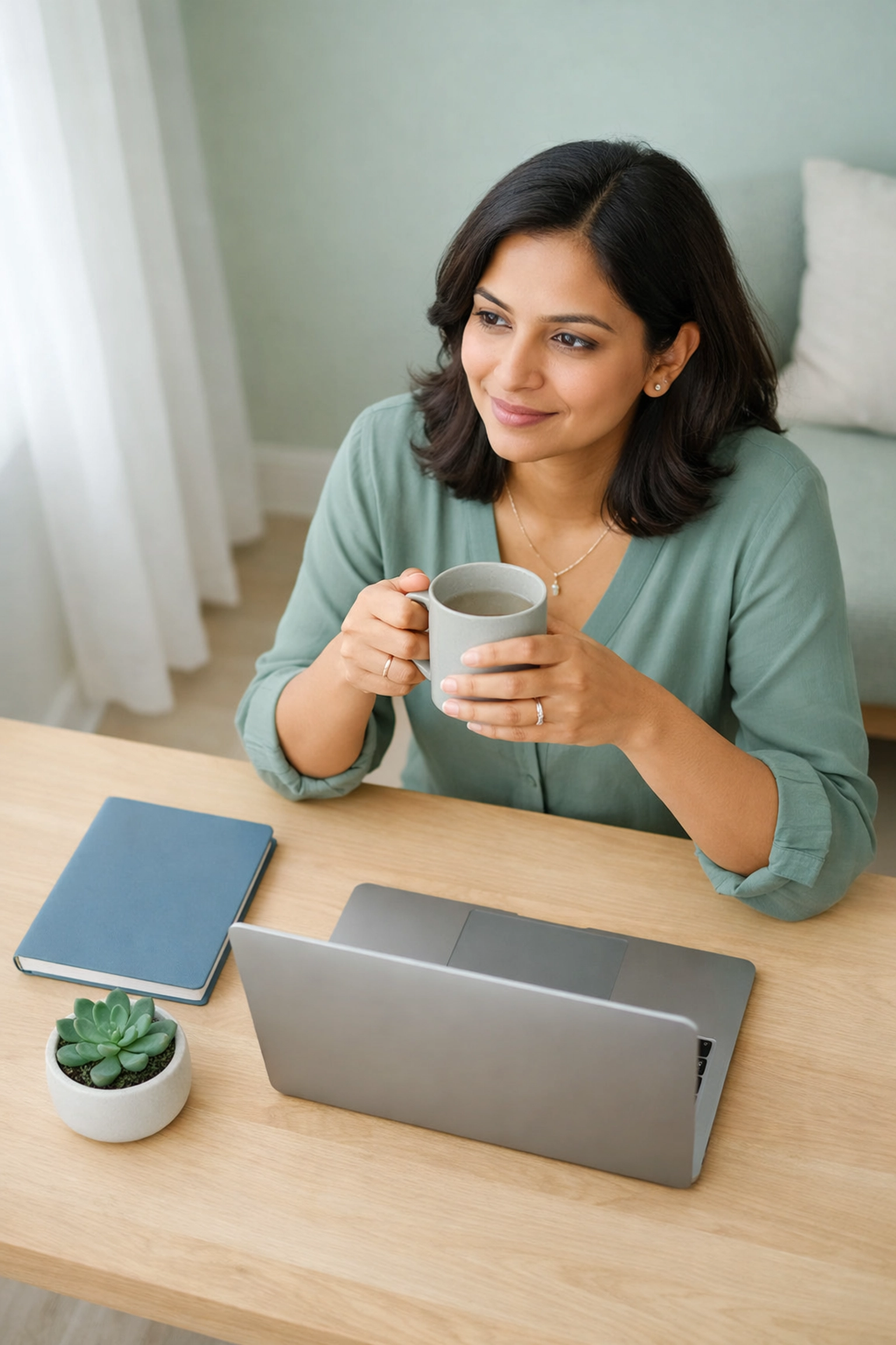 A woman thoughtfully plans her finances using YNAB to give her tax refund a job.