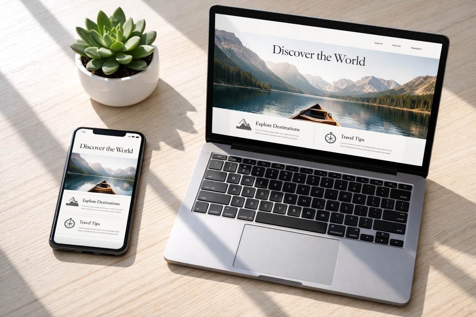 Mobile responsive website design for a small business shown on a laptop and smartphone for local SEO success.