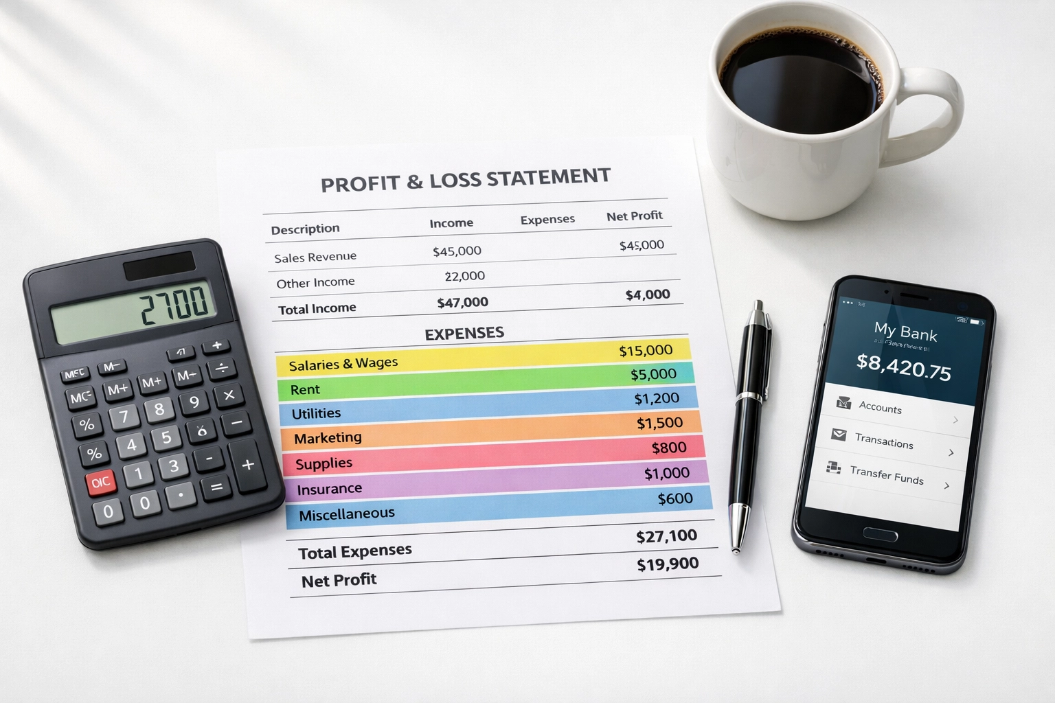 Trucking profit and loss spreadsheet with expense categories and financial tracking tools