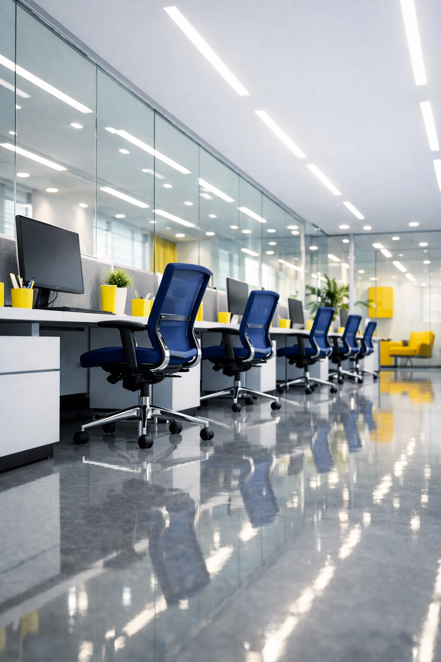Modern corporate office with polished floors highlighting professional commercial cleaning in Lincoln.
