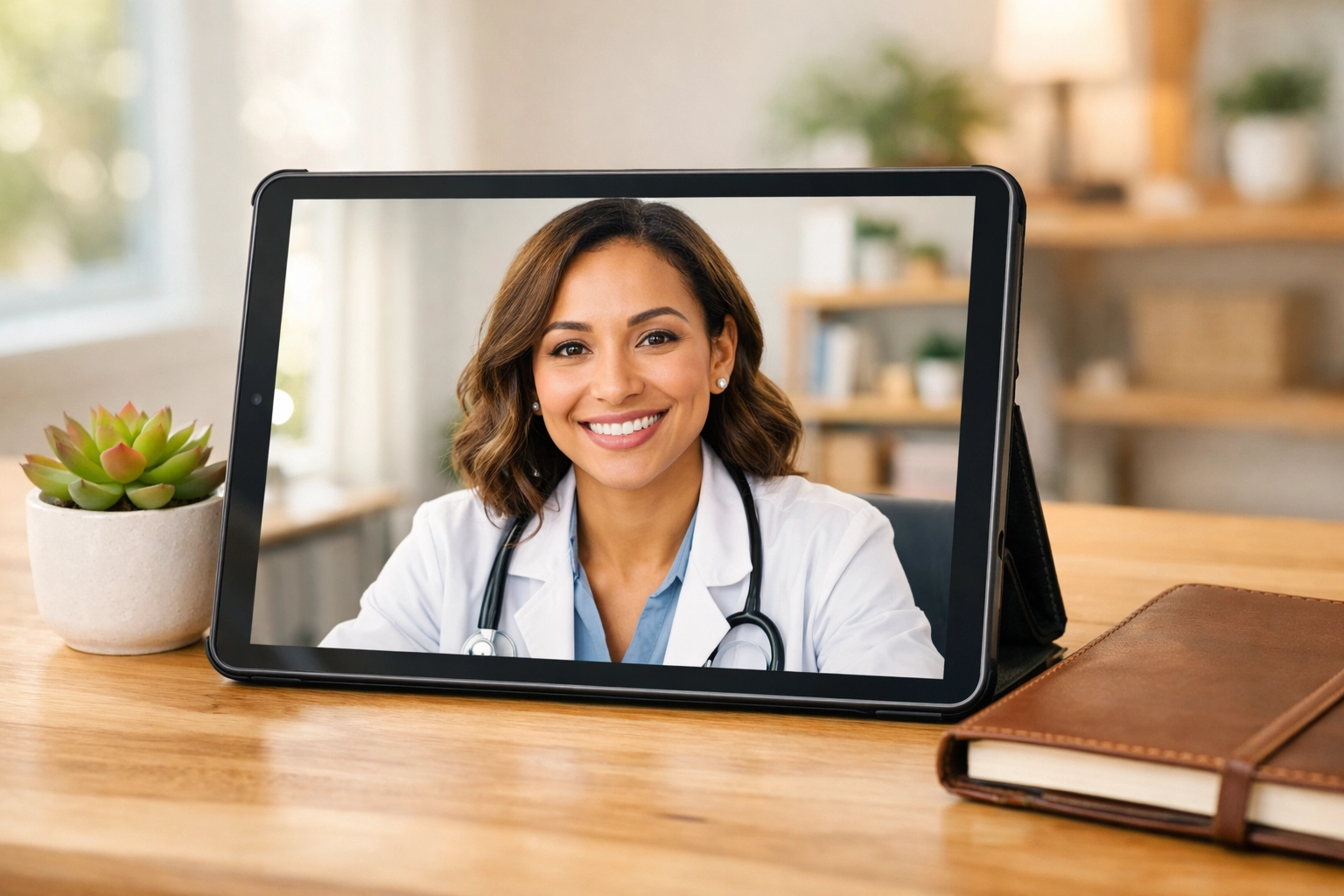 A licensed online weight loss doctor providing medical supervision through a professional telehealth consultation.