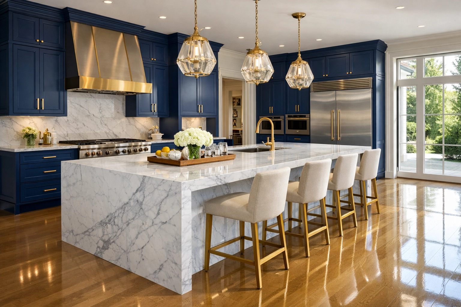 Spotless luxury kitchen in a Dover estate after residential cleaning Massachusetts service.